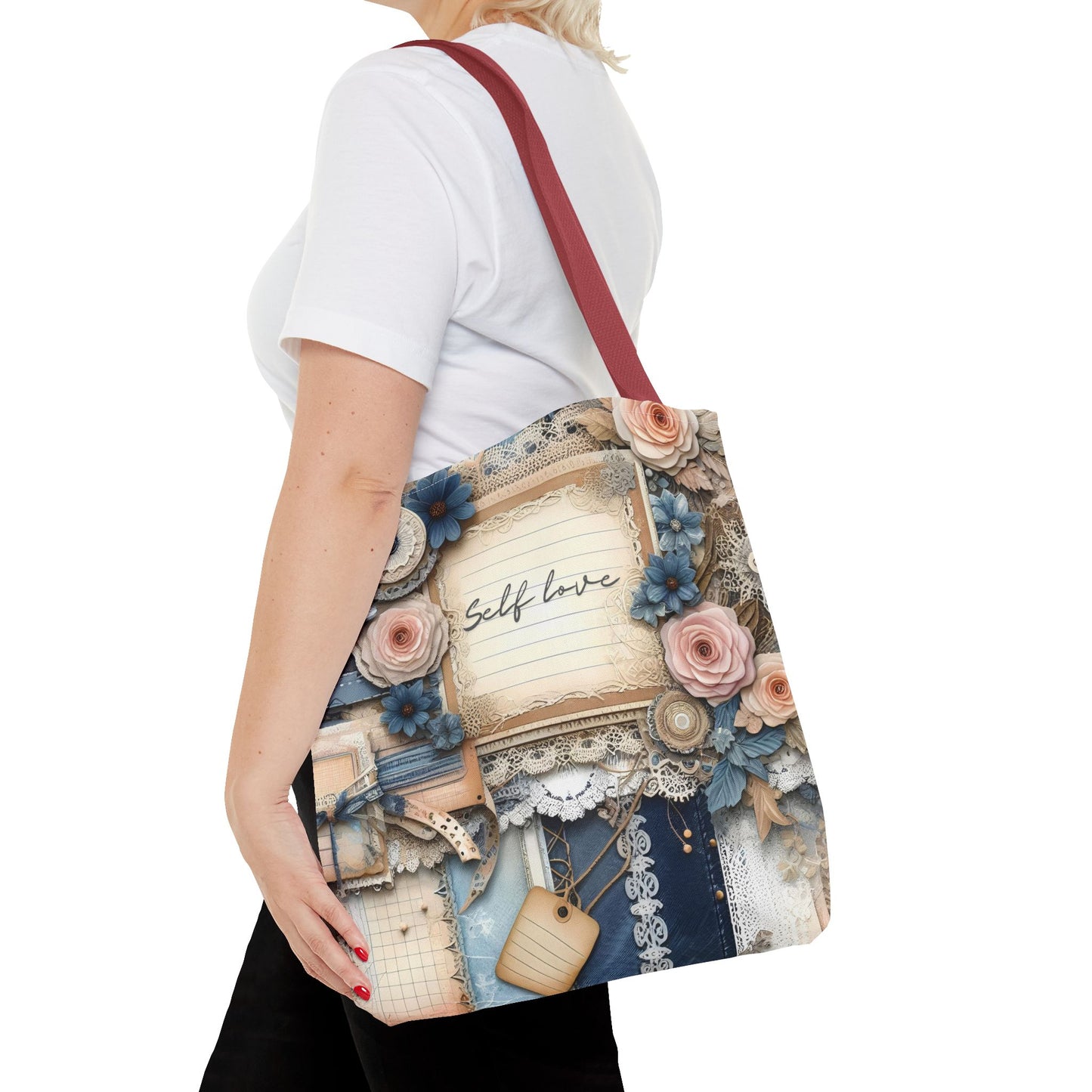 Self Love & Self Care Floral Tote Bag - Stylish & Inspirational Everyday Accessory