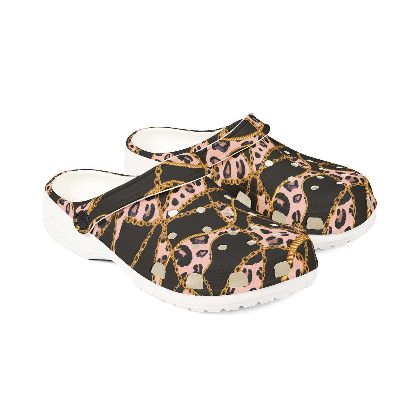 Stylish Leopard Print EVA Foam Shoes with Chain Design