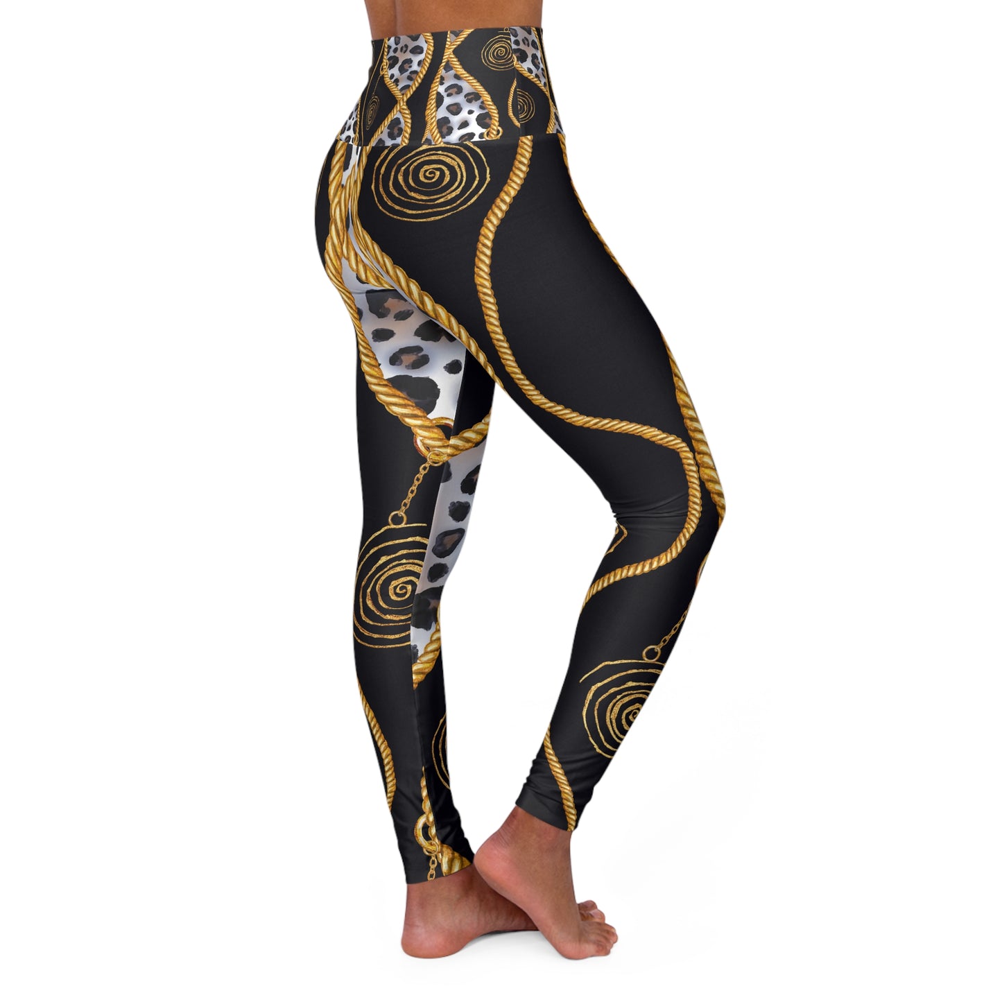 Luxury High Waisted Yoga Leggings with Elegant Animal Print