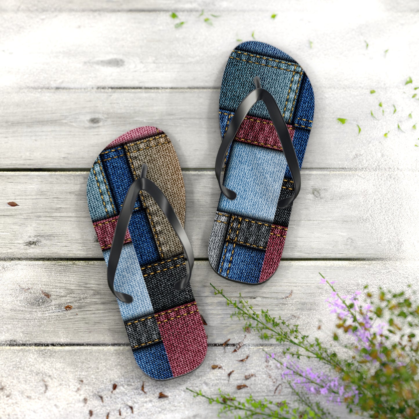 Stylish Denim Patch Flip Flops for Summer Adventures