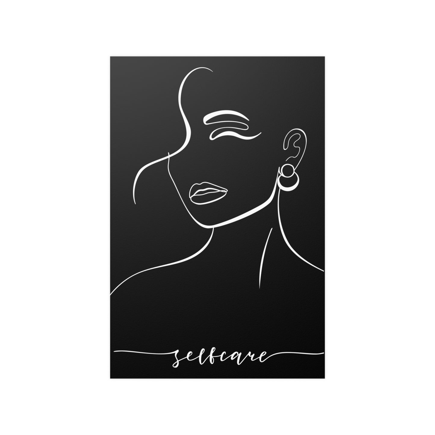 Wall Art Feminine Face Line Art "Self-Care" Satin Posters (210gsm)