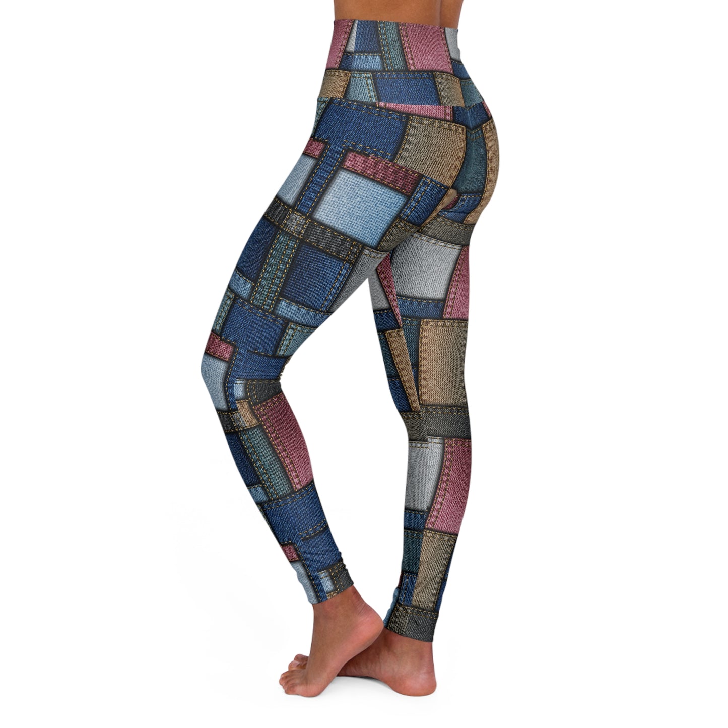 Artistic High Waisted Yoga Leggings - Colorful Geometric Design for Fitness and Everyday Wear