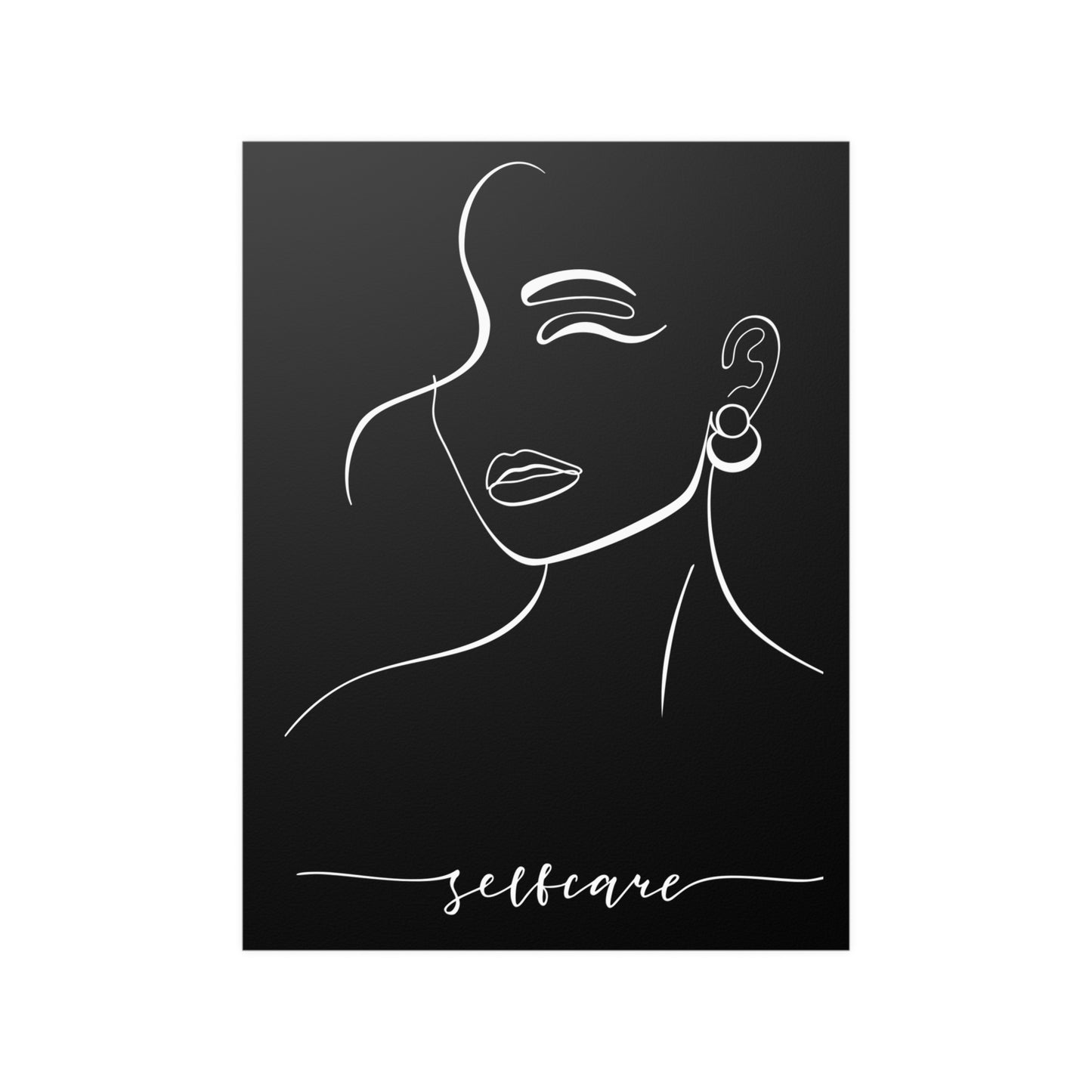 Wall Art Feminine Face Line Art "Self-Care" Satin Posters (210gsm)