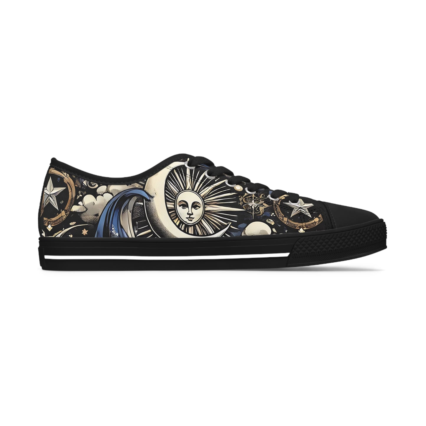 Cosmic Sun Graphic Low Top Sneakers for Women - Unique Style for Everyday Adventures