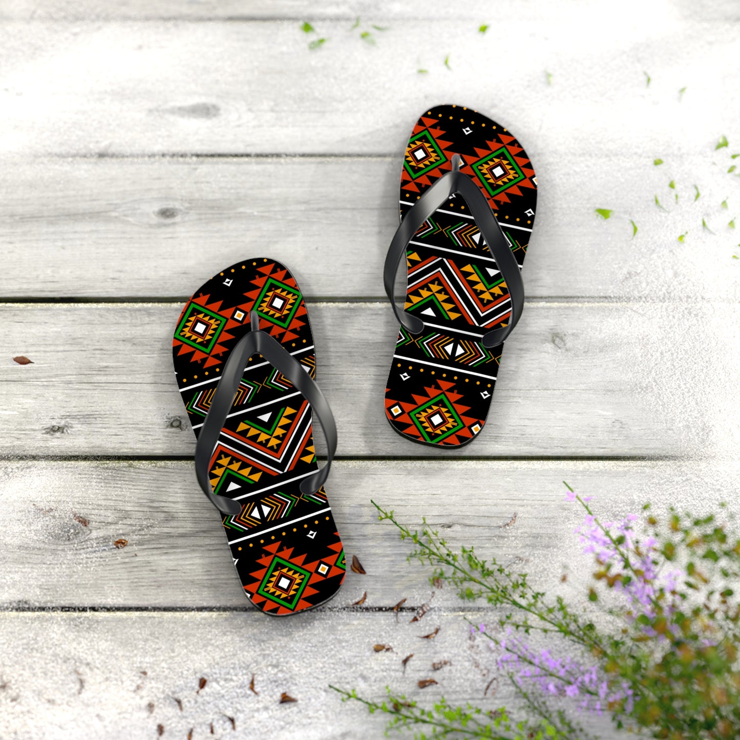 Tribal Print Flip Flops - Boho Summer Sandals