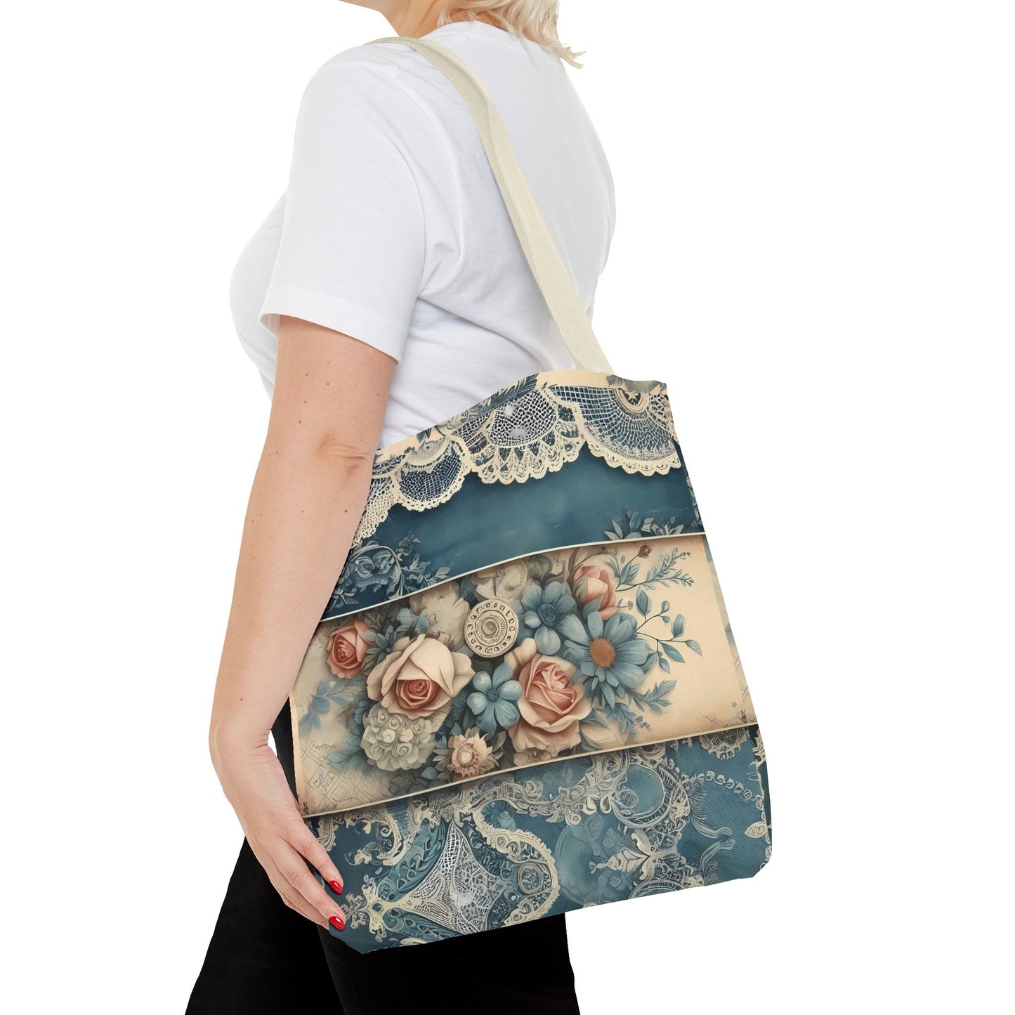 Elegant Floral Lace Tote Bag - Vintage Style for Everyday Use