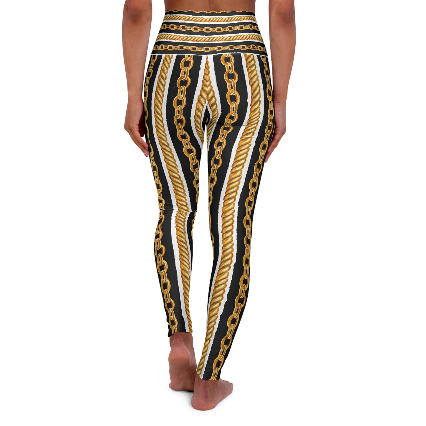 Stylish High Waisted Yoga Leggings with Chain Design