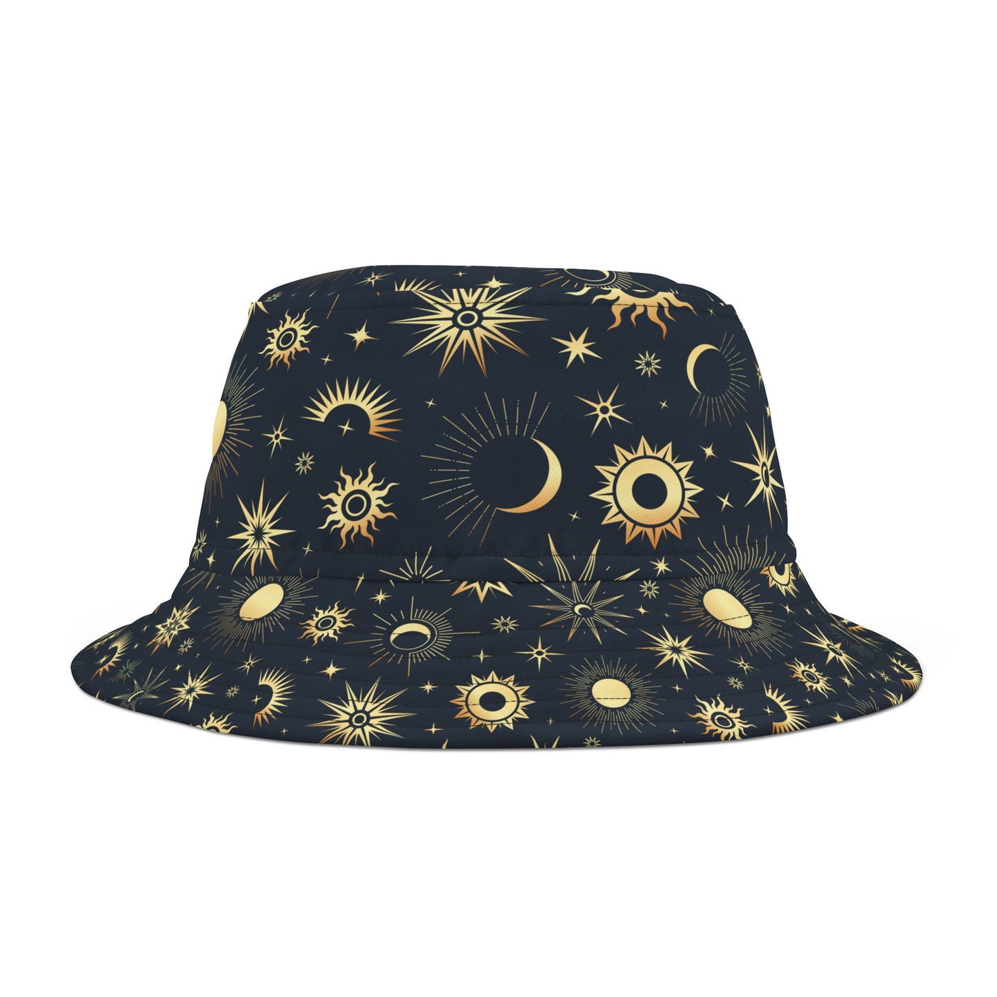 Celestial Pattern Bucket Hat - Sun and Moon Design for Summer Style