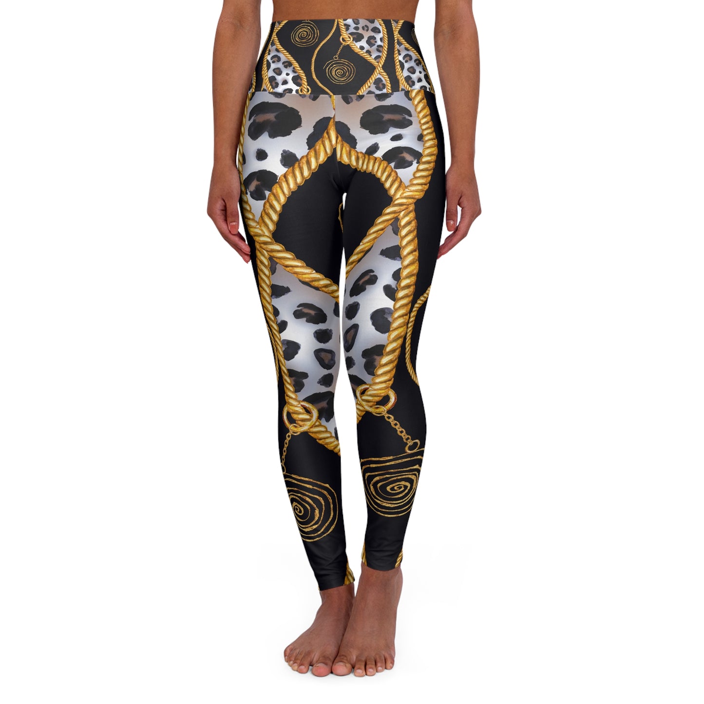 Luxury High Waisted Yoga Leggings with Elegant Animal Print