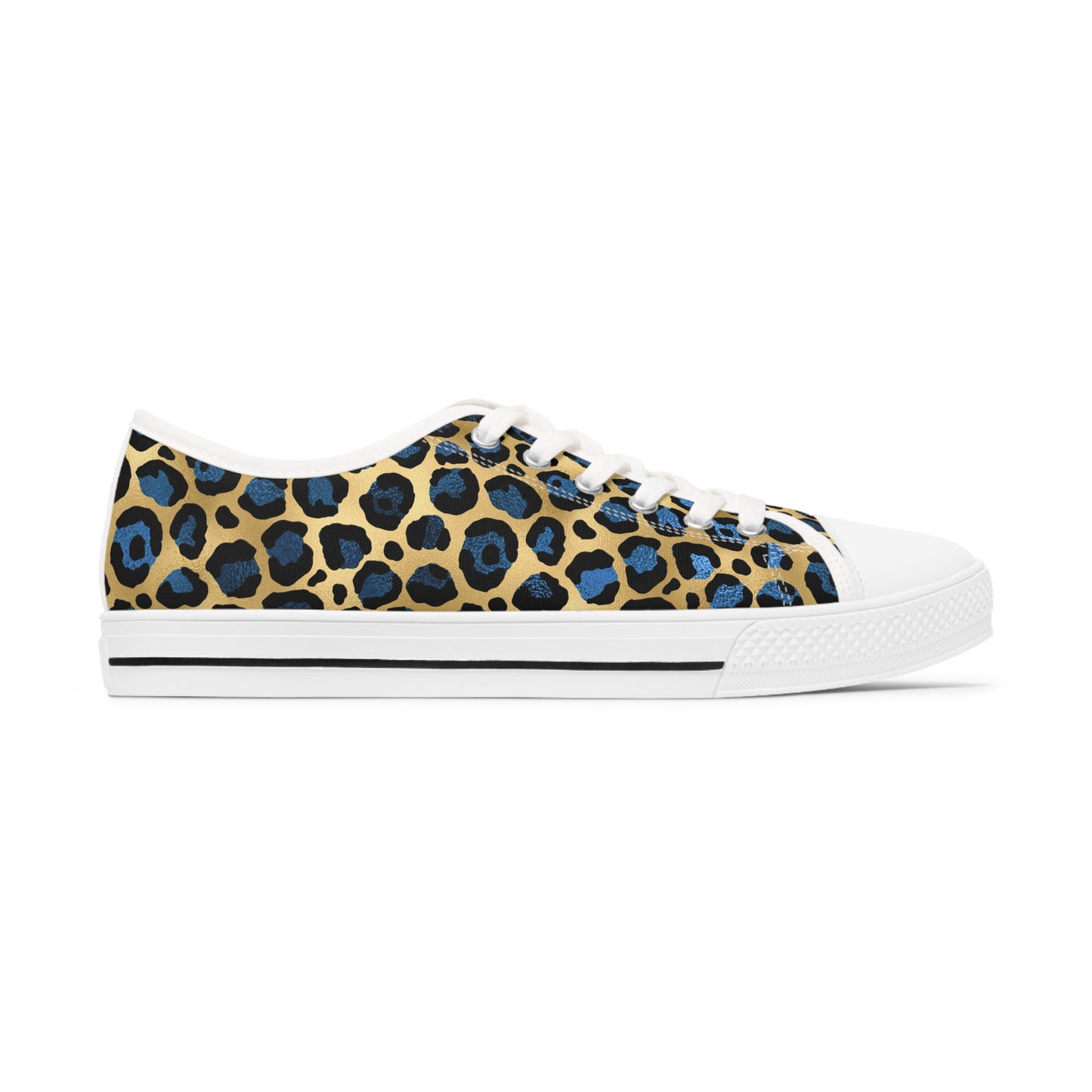 Wildly Stylish Women's Low Top Sneakers - Leopard Print with Blue Accents