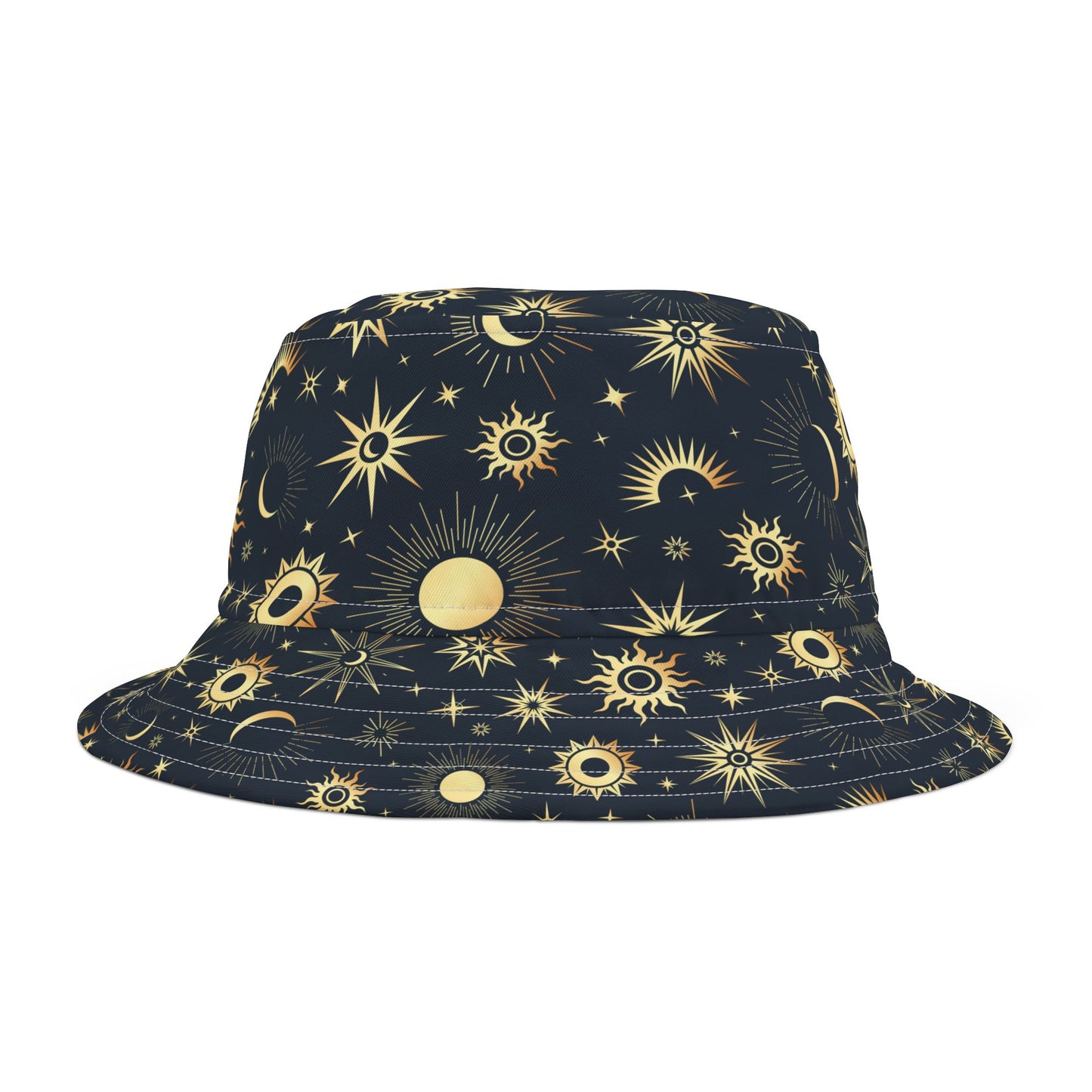 Celestial Pattern Bucket Hat - Sun and Moon Design for Summer Style