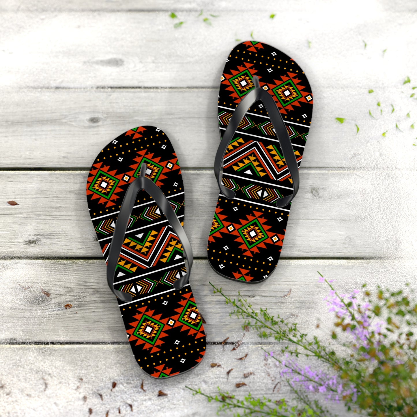 Tribal Print Flip Flops - Boho Summer Sandals