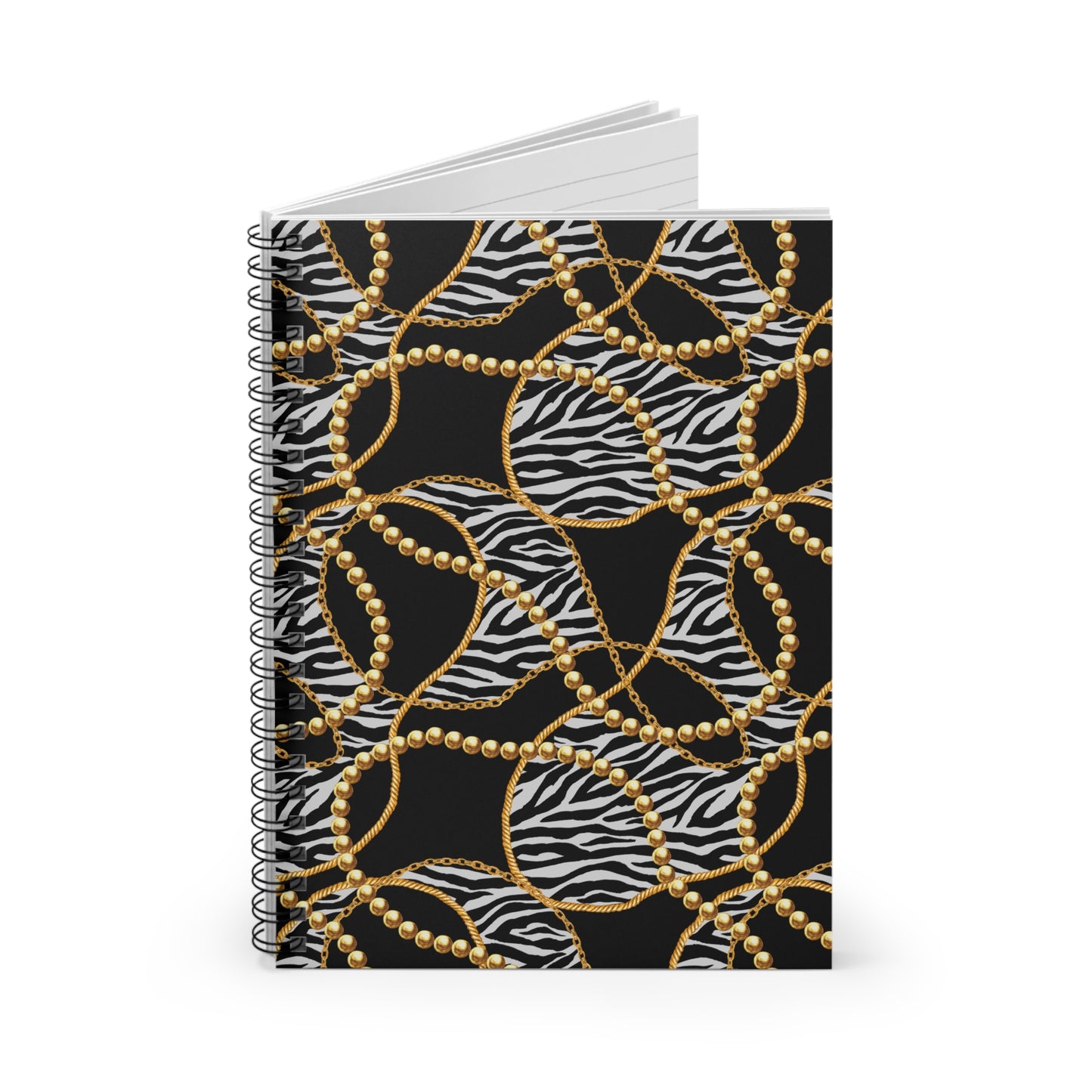 Chic Zebra Print Spiral Notebook - Stylish Ruled Lined Journal for Modern Creatives