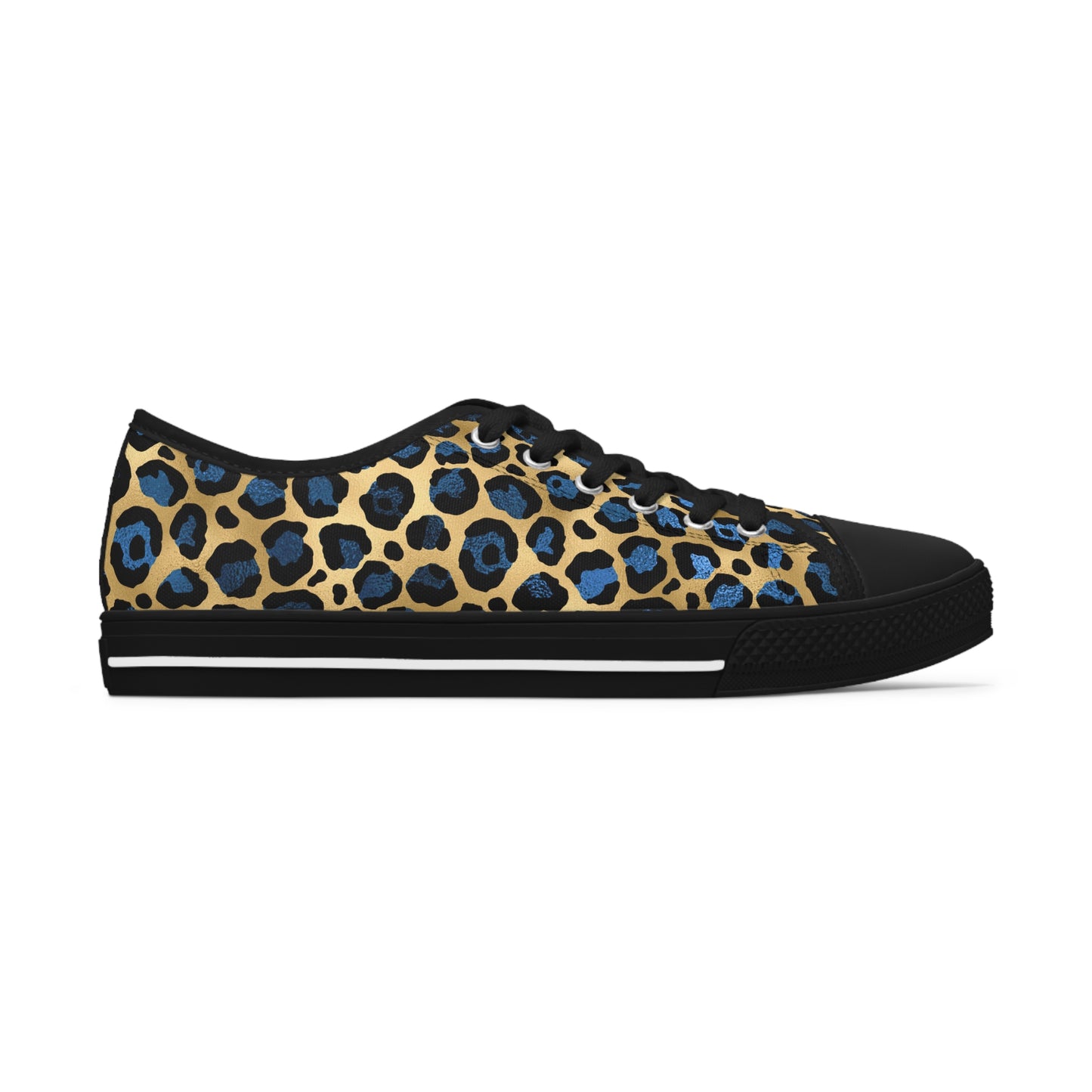 Wildly Stylish Women's Low Top Sneakers - Leopard Print with Blue Accents