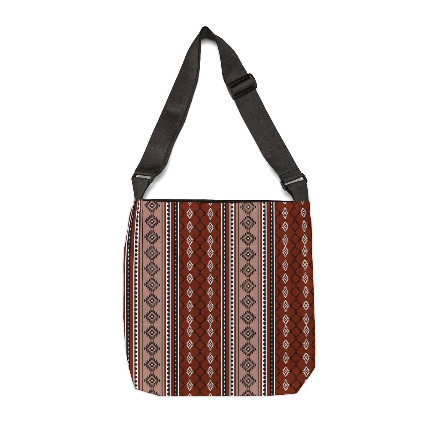 Boho-Chic Adjustable Tote Bag with Geometric Pattern