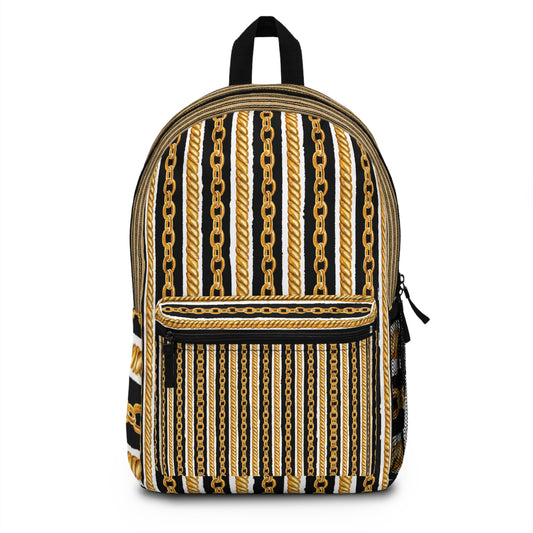 Gold Chain Print Backpack for Trendy Students