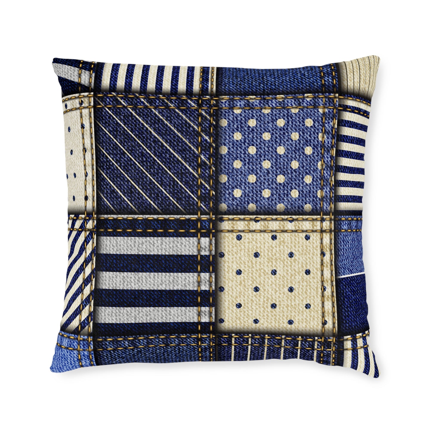 Square Pillow denim patches