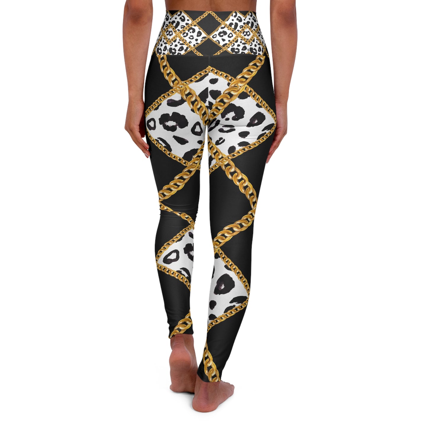 Chic Animal Print High Waisted Yoga Leggings - Stylish Workout Fashion for Active Women