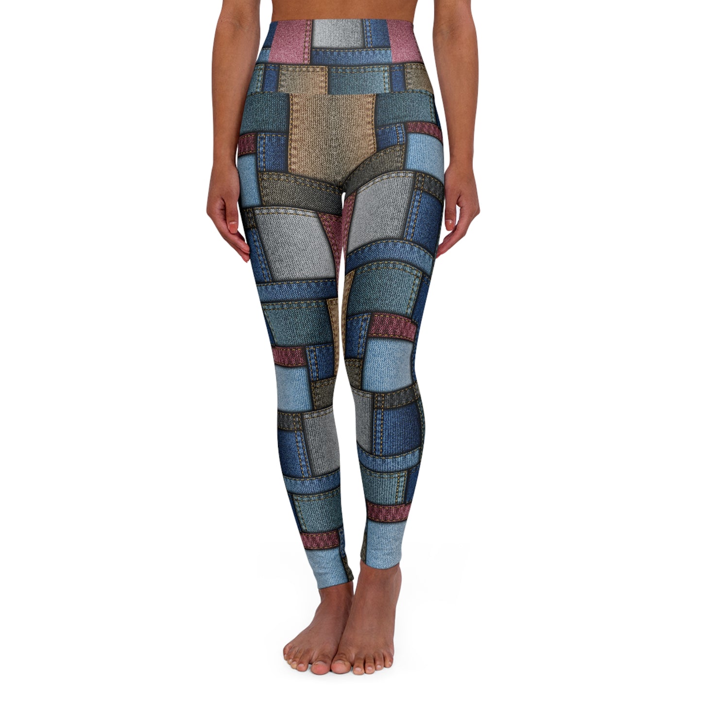 Artistic High Waisted Yoga Leggings - Colorful Geometric Design for Fitness and Everyday Wear