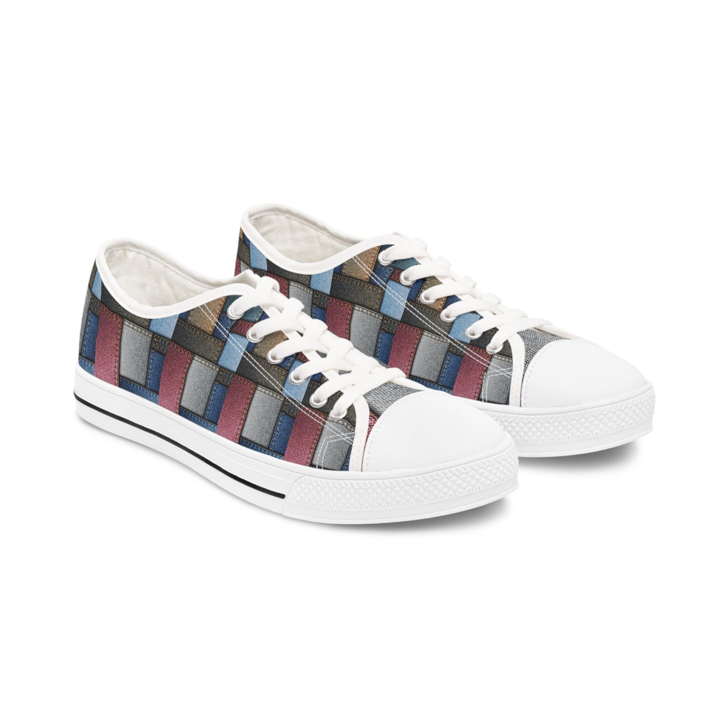 Stylish Women's Low Top Sneakers - Colorful Geometric Design for Casual Comfort