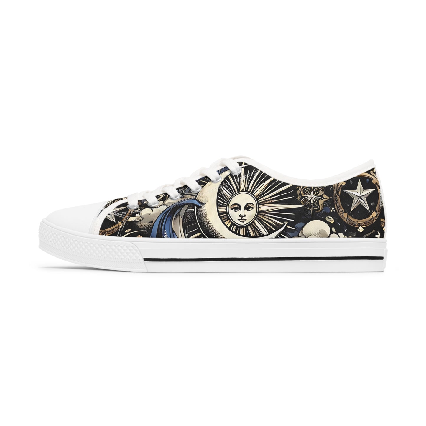 Cosmic Sun Graphic Low Top Sneakers for Women - Unique Style for Everyday Adventures