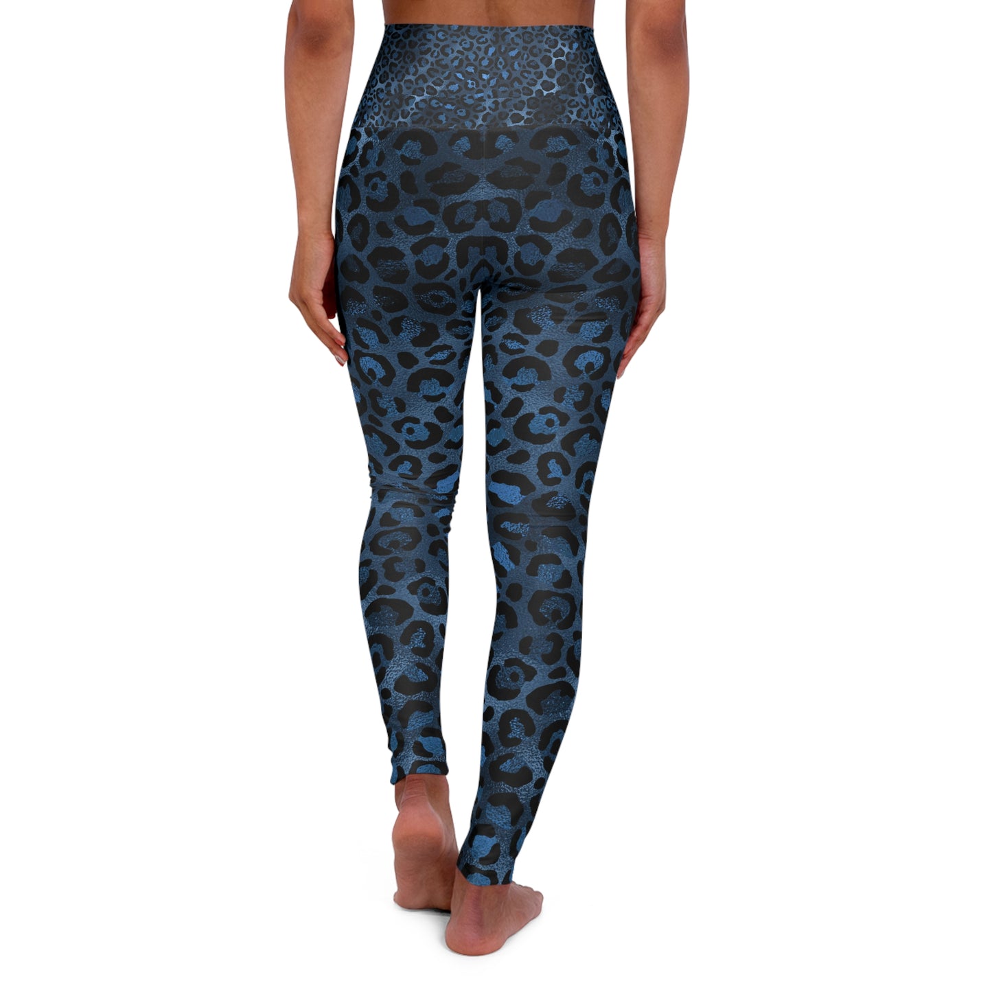 Blue Leopard Print High Waisted Yoga Leggings - Stylish & Comfortable Activewear