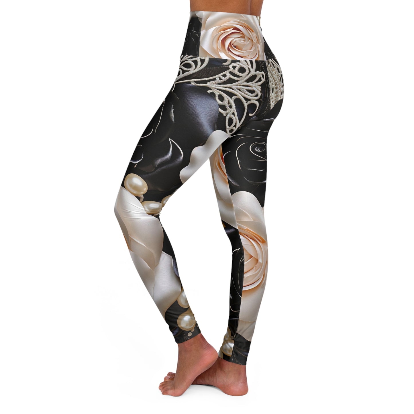 Elegant Floral High Waisted Yoga Leggings for Comfortable Workouts