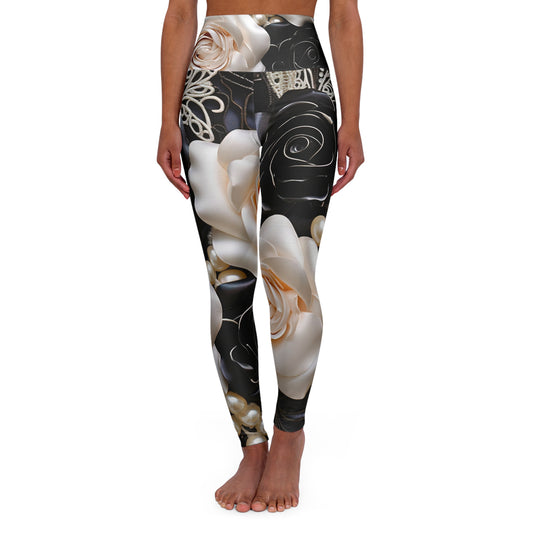 Elegant Floral High Waisted Yoga Leggings for Comfortable Workouts