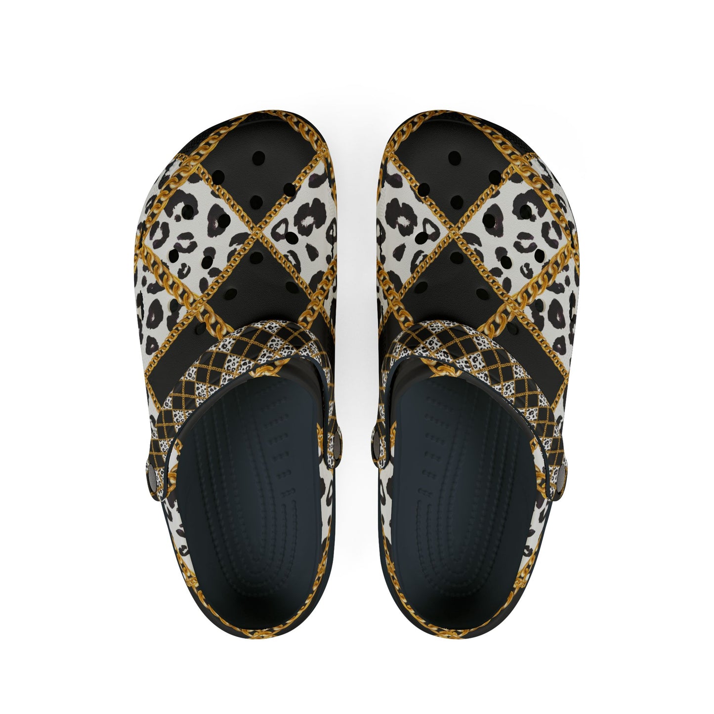 Stylish EVA Foam Leopard Print Clogs with Chain Design