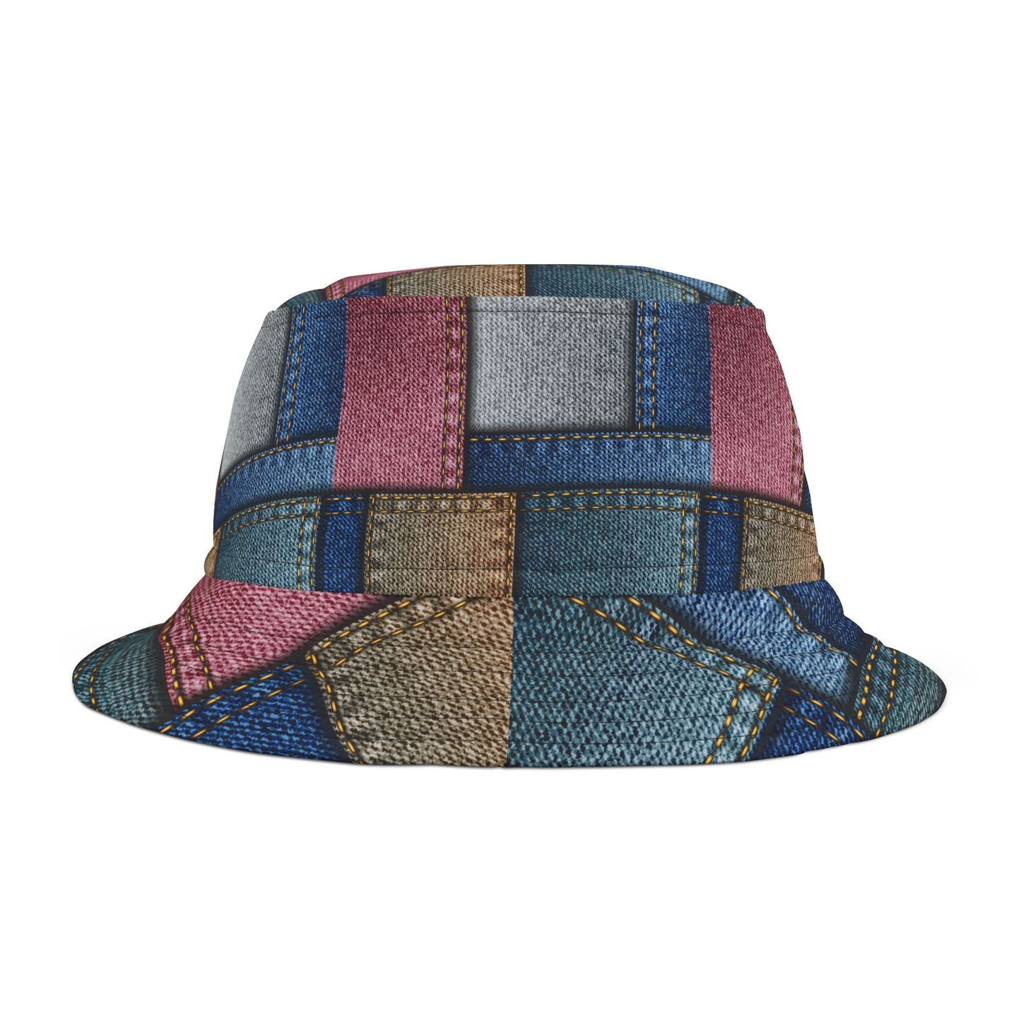 Retro Patchwork Denim Bucket Hat - Stylish & Fun Accessory