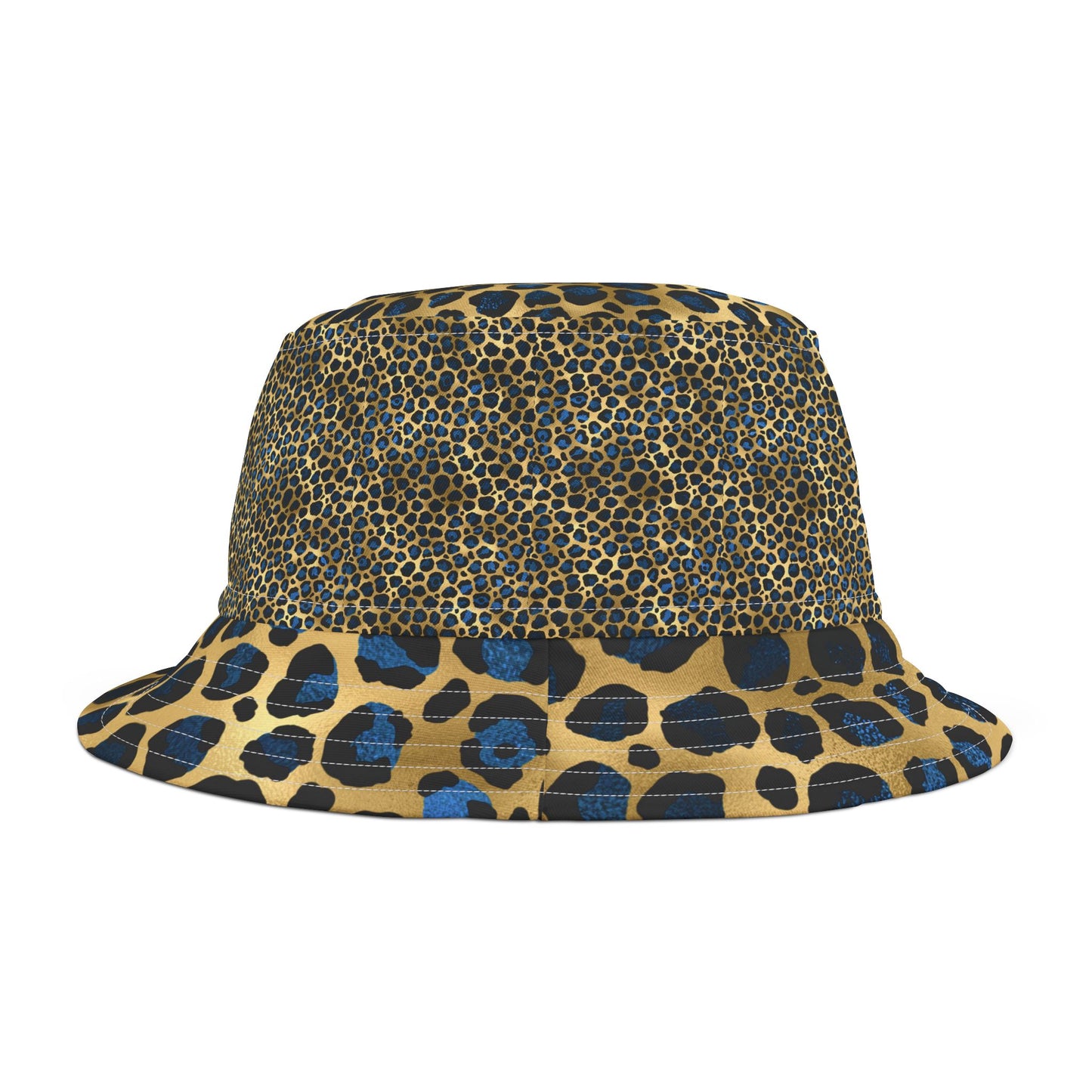 Blue and Gold Leopard Print Bucket Hat - Luxe and Bold