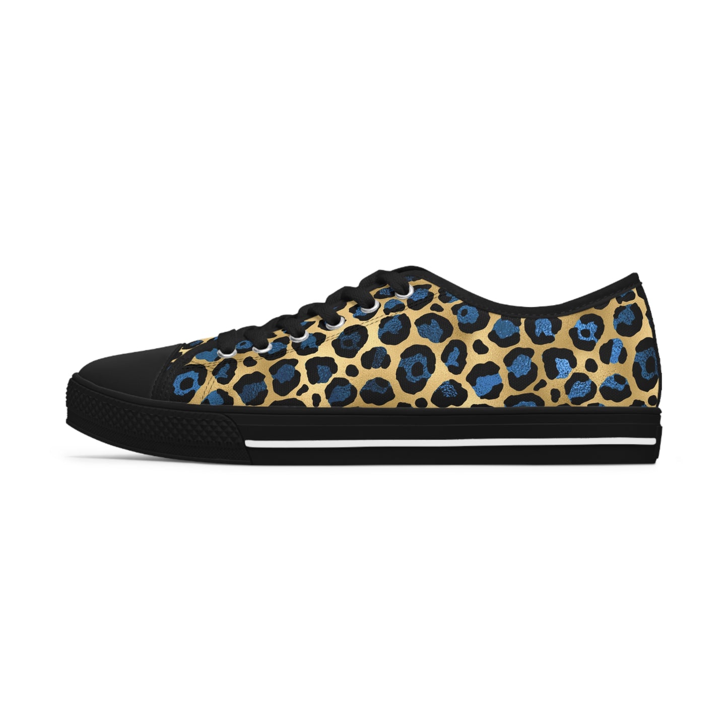 Wildly Stylish Women's Low Top Sneakers - Leopard Print with Blue Accents