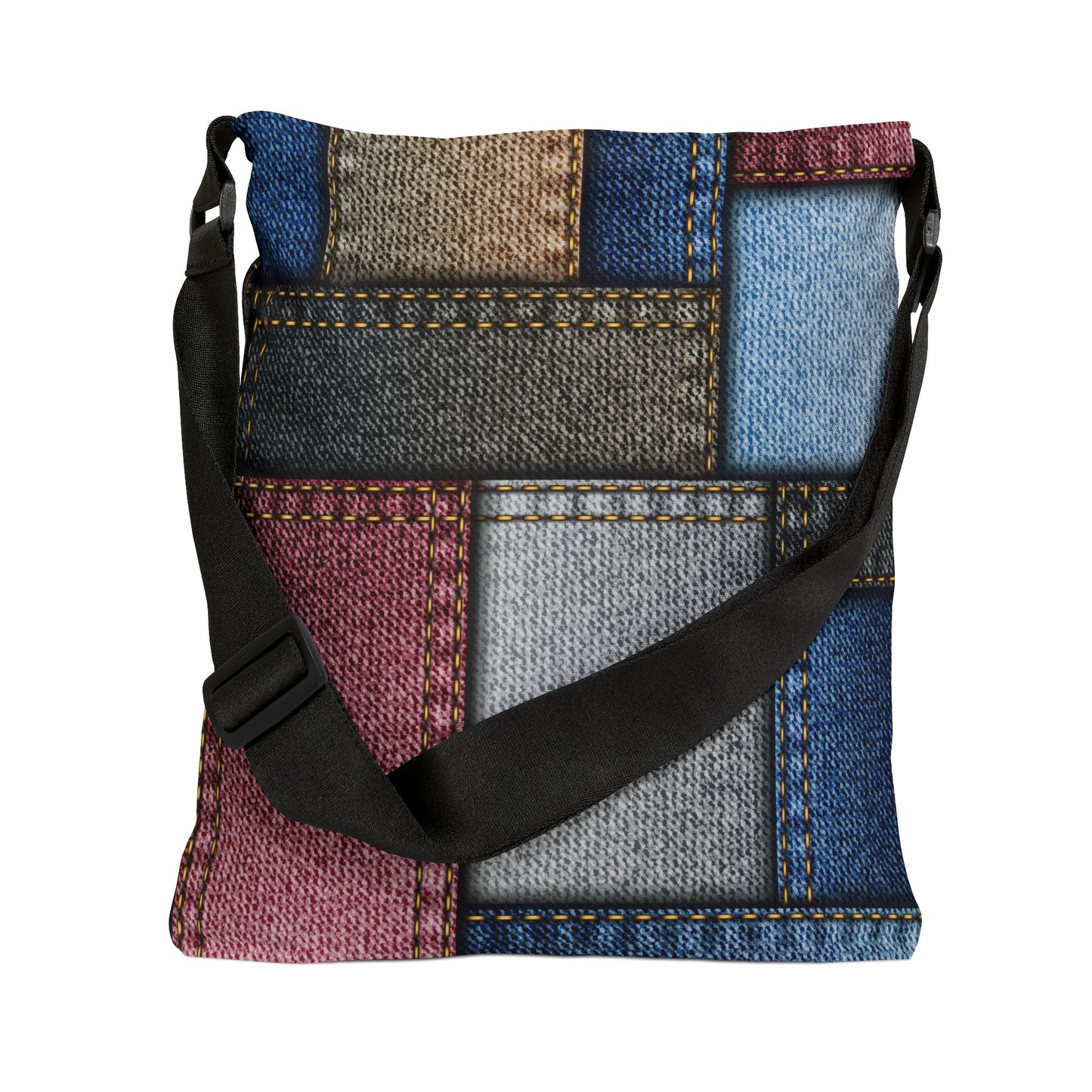 Patchwork Denim Adjustable Tote Bag - Stylish and Versatile Carryall