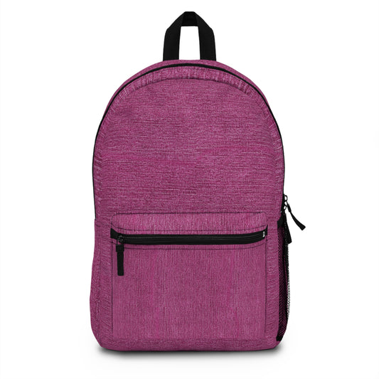 Chic Pink Denim-Printed Backpack for School and Travel