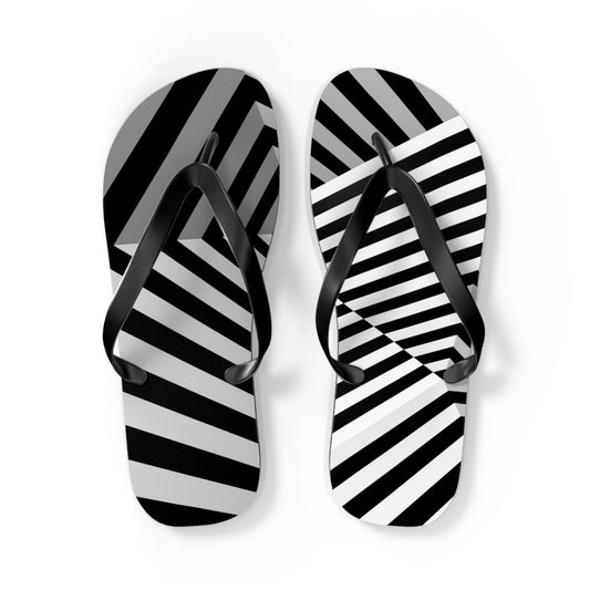 Stylish Black and White Striped Flip Flops for Summer Fun