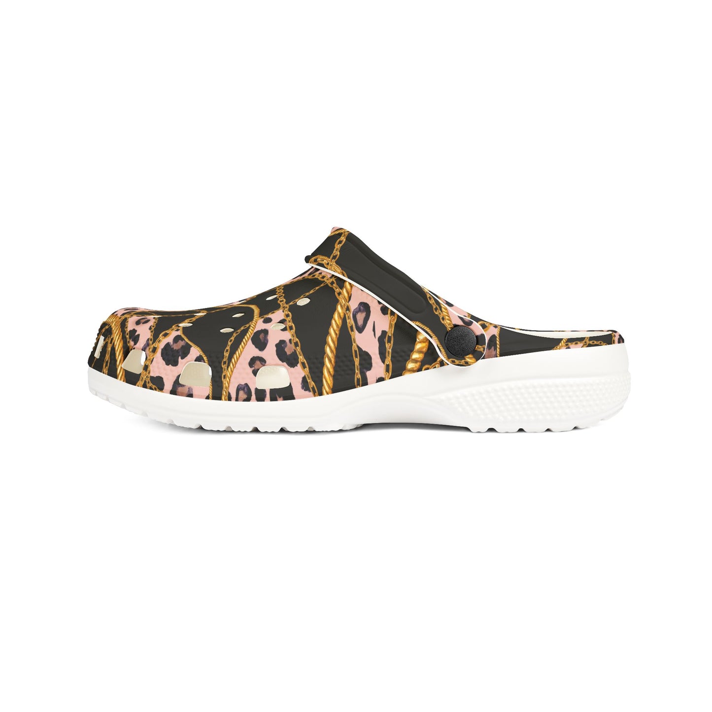 Stylish Leopard Print EVA Foam Shoes with Chain Design