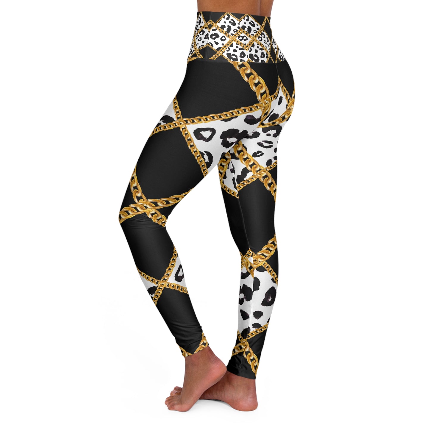 Chic Animal Print High Waisted Yoga Leggings - Stylish Workout Fashion for Active Women