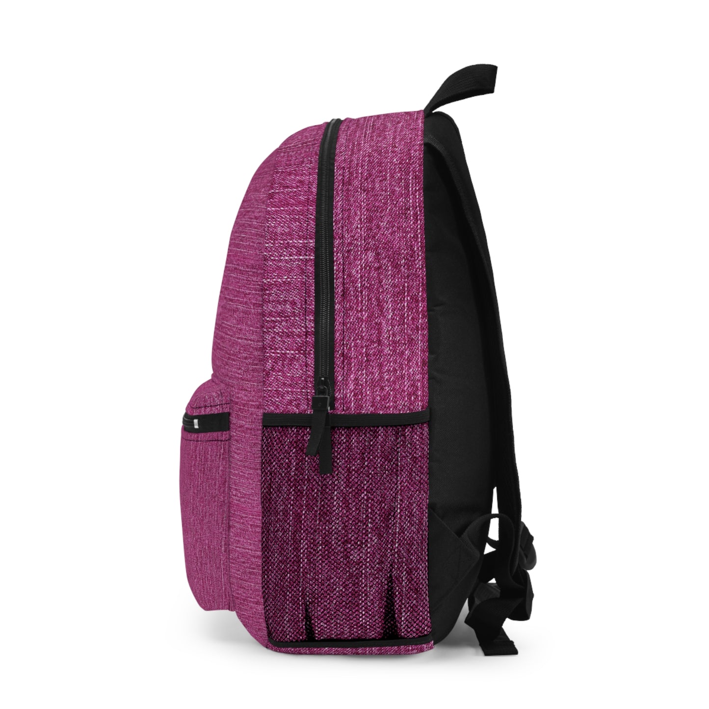 Chic Pink Denim-Printed Backpack for School and Travel