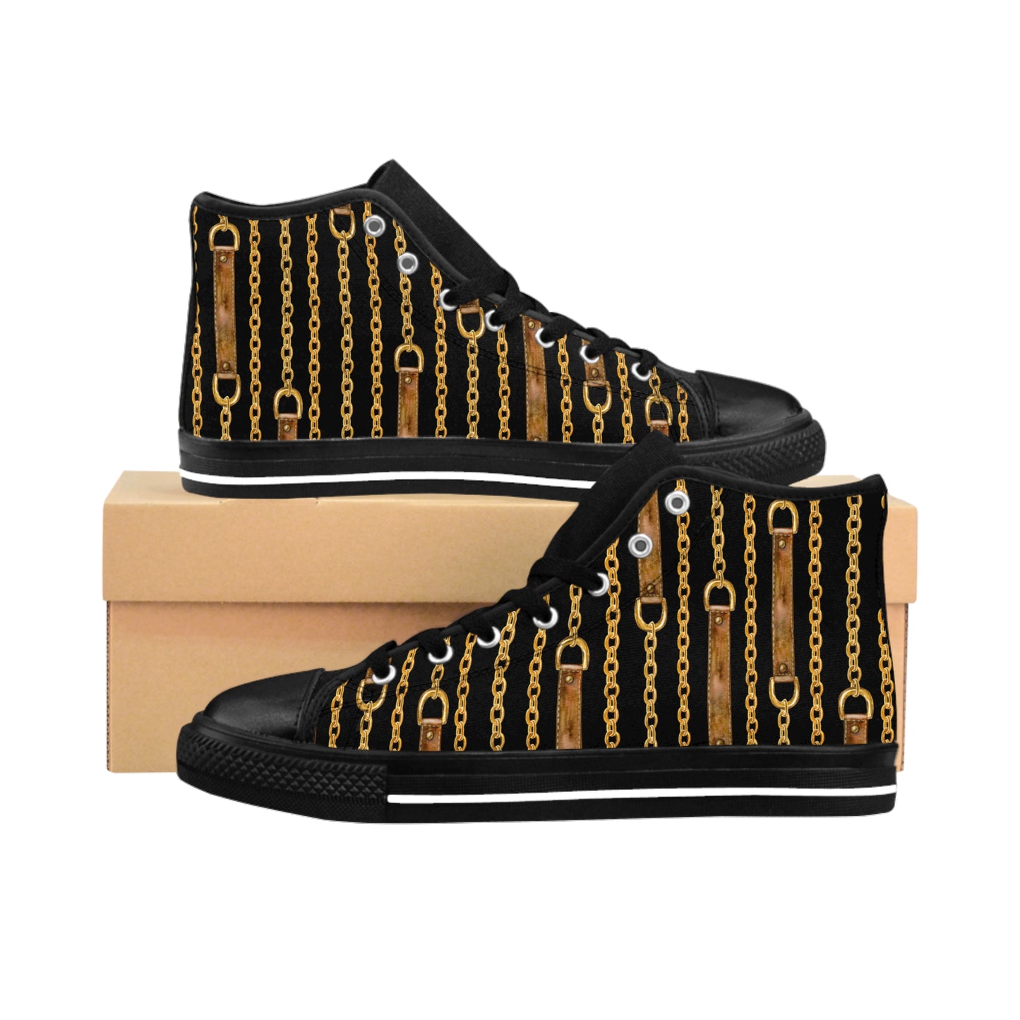 Chic Chain Print High-Top Sneakers for Women