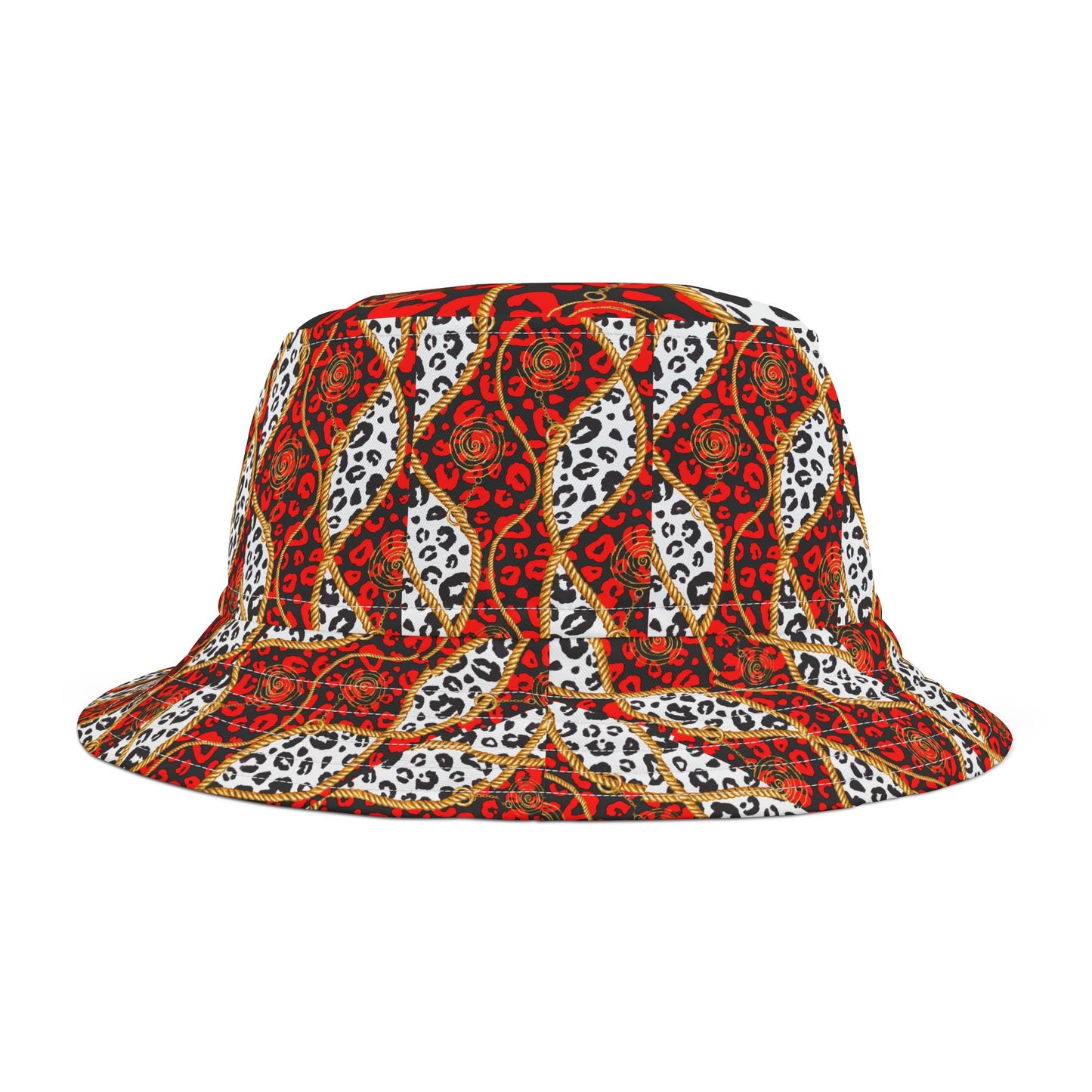 Leopard Print Bucket Hat with Chain Detailing - Fierce and Stylish