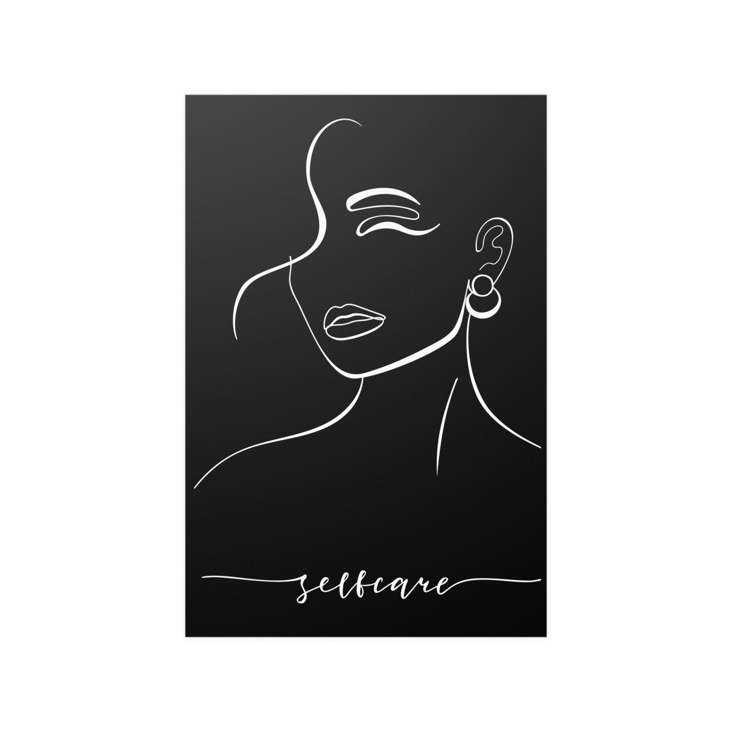 Wall Art Feminine Face Line Art "Self-Care" Satin Posters (210gsm)