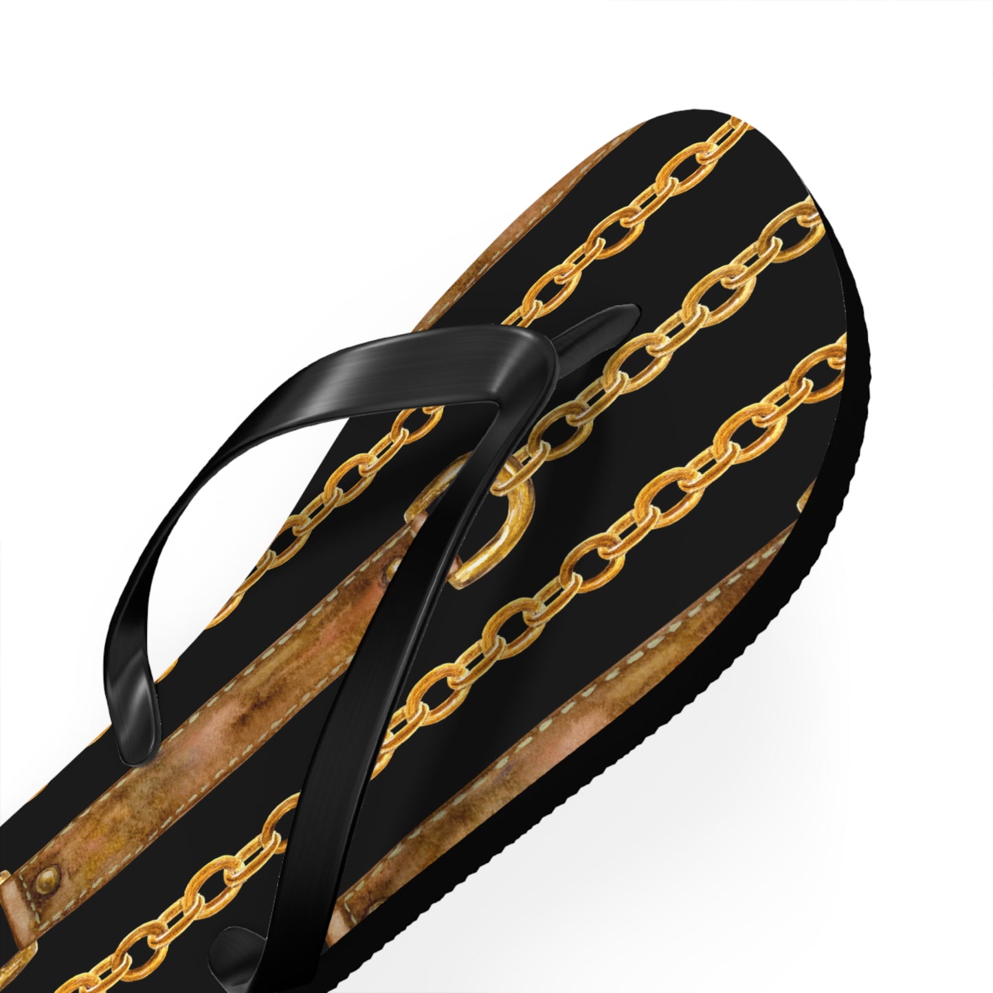 Chained Dreams Flip Flops - Trendy Summer Sandals with Bold Golden Chains