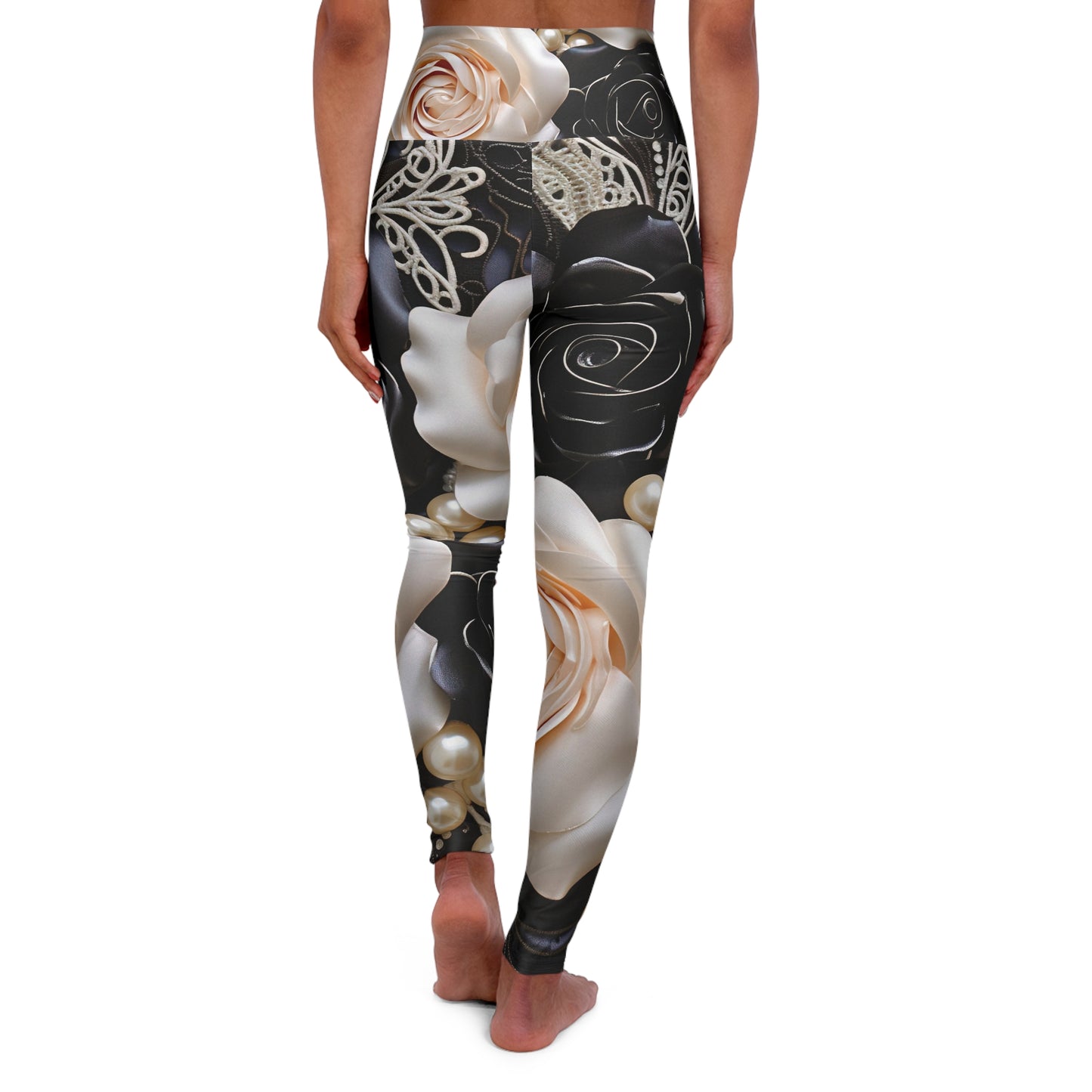 Elegant Floral High Waisted Yoga Leggings for Comfortable Workouts