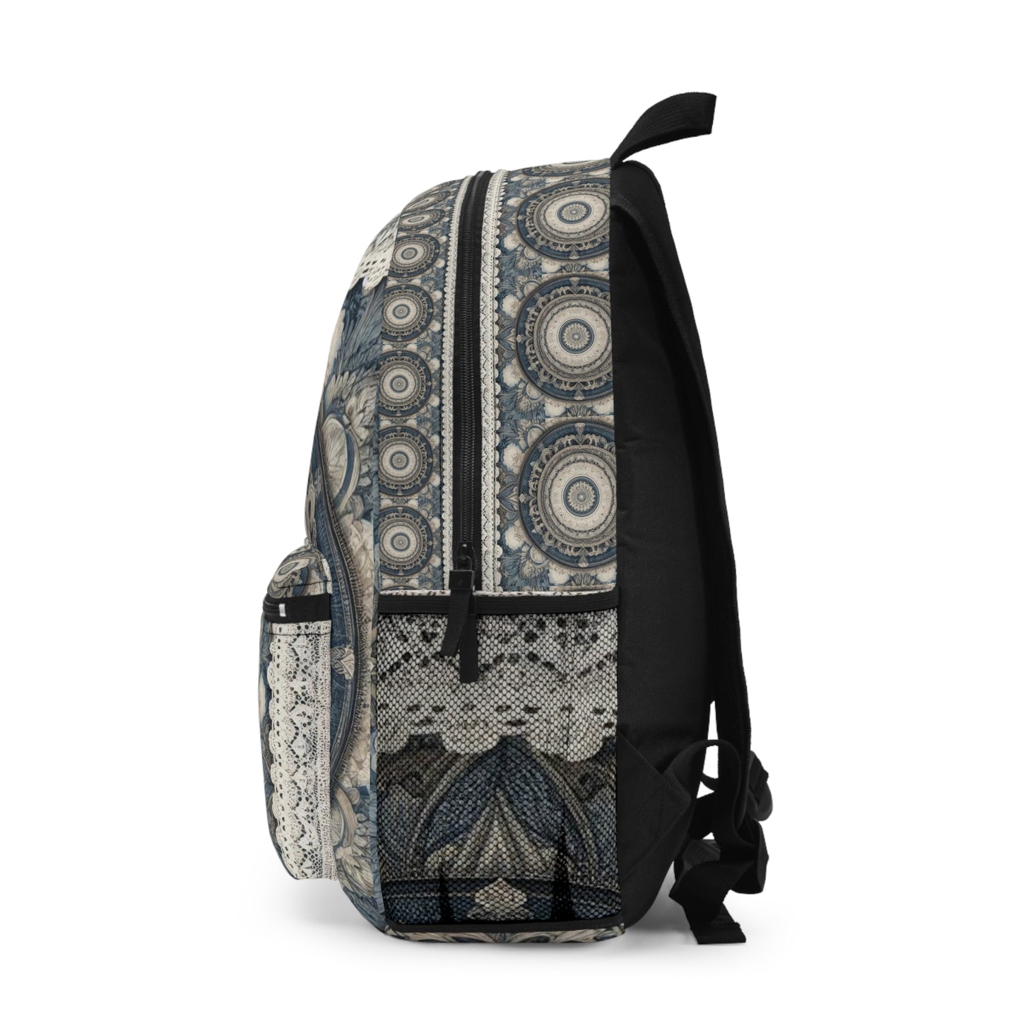 Vintage Mandala Lace Denim Backpack – Boho-Chic and Stylish Accessory