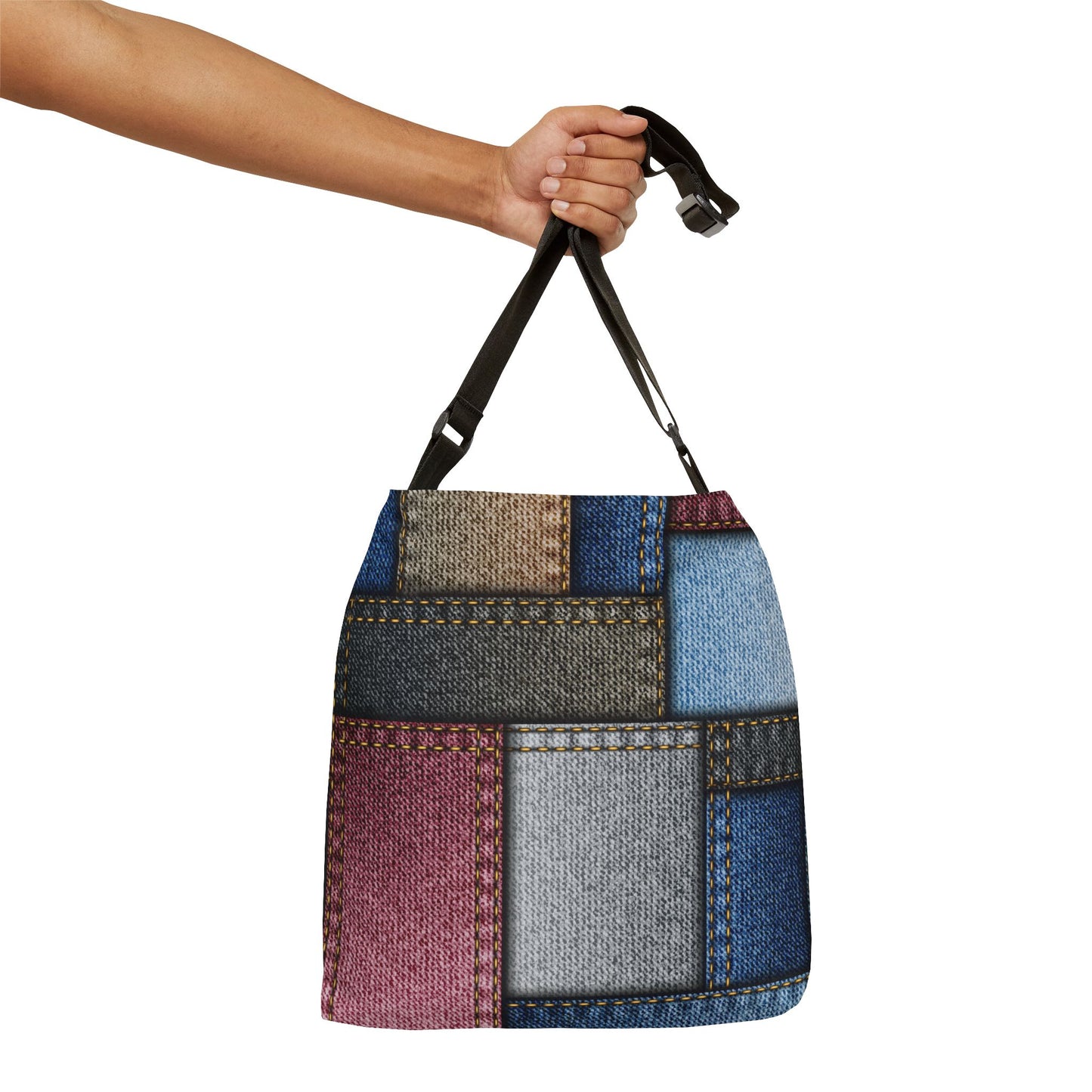 Patchwork Denim Adjustable Tote Bag - Stylish and Versatile Carryall