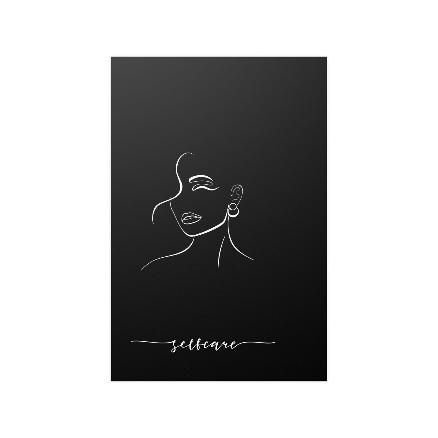 Wall Art Feminine Face Line Art "Self-Care" Satin Posters (210gsm)