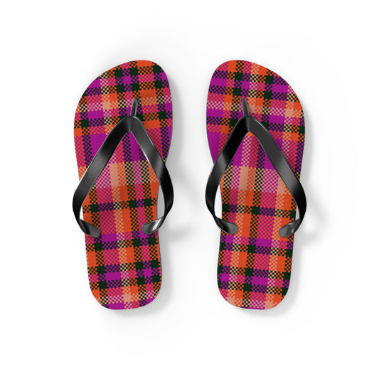 Vibrant Plaid Flip Flops - Perfect for Summer Fun and Casual Outings