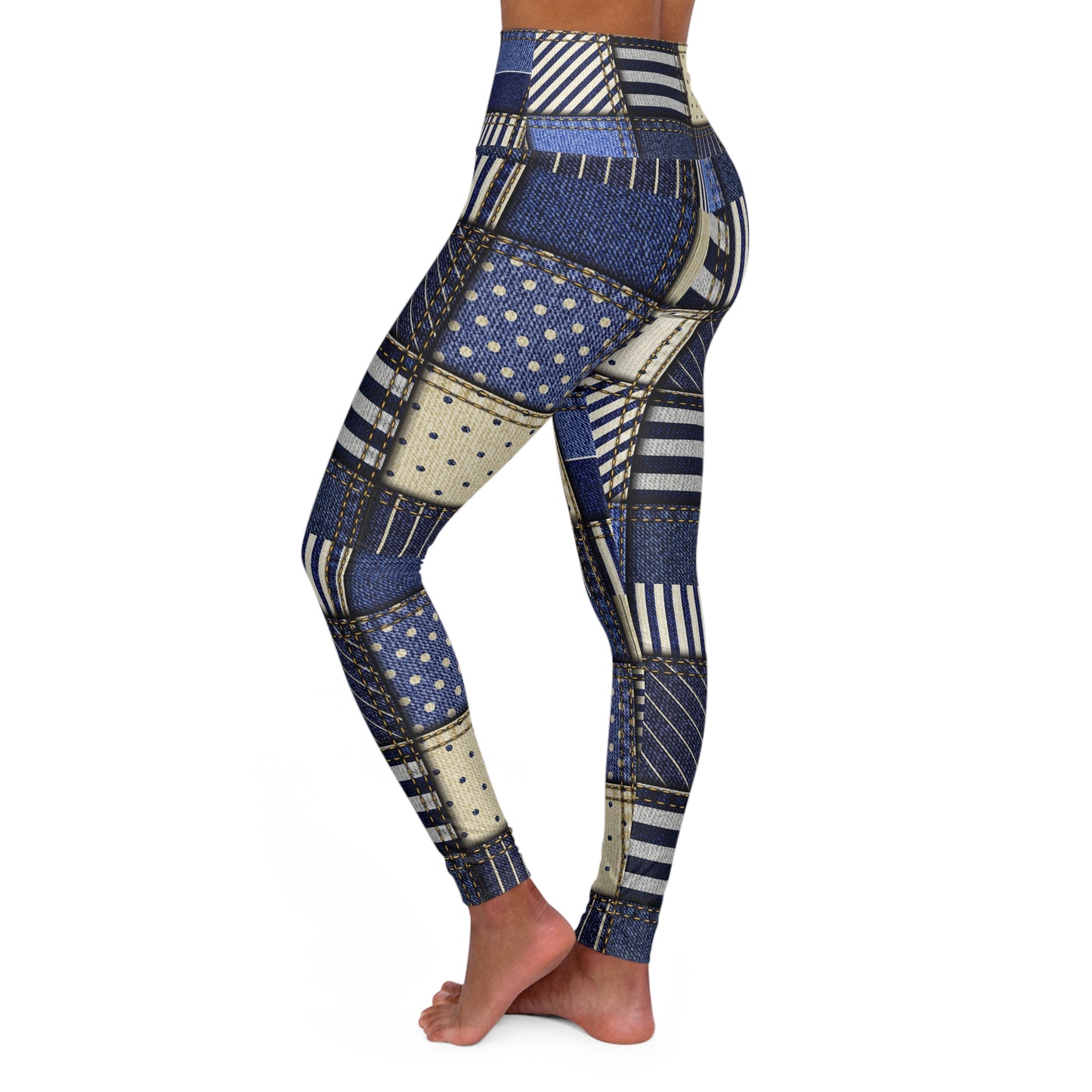 Yoga Leggings Grandmas Blue Jean Patches