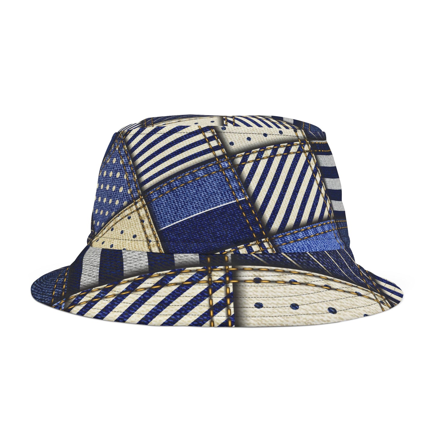 "Boho Blue Jean Patchwork Bucket Hat – Trendy Denim Style"