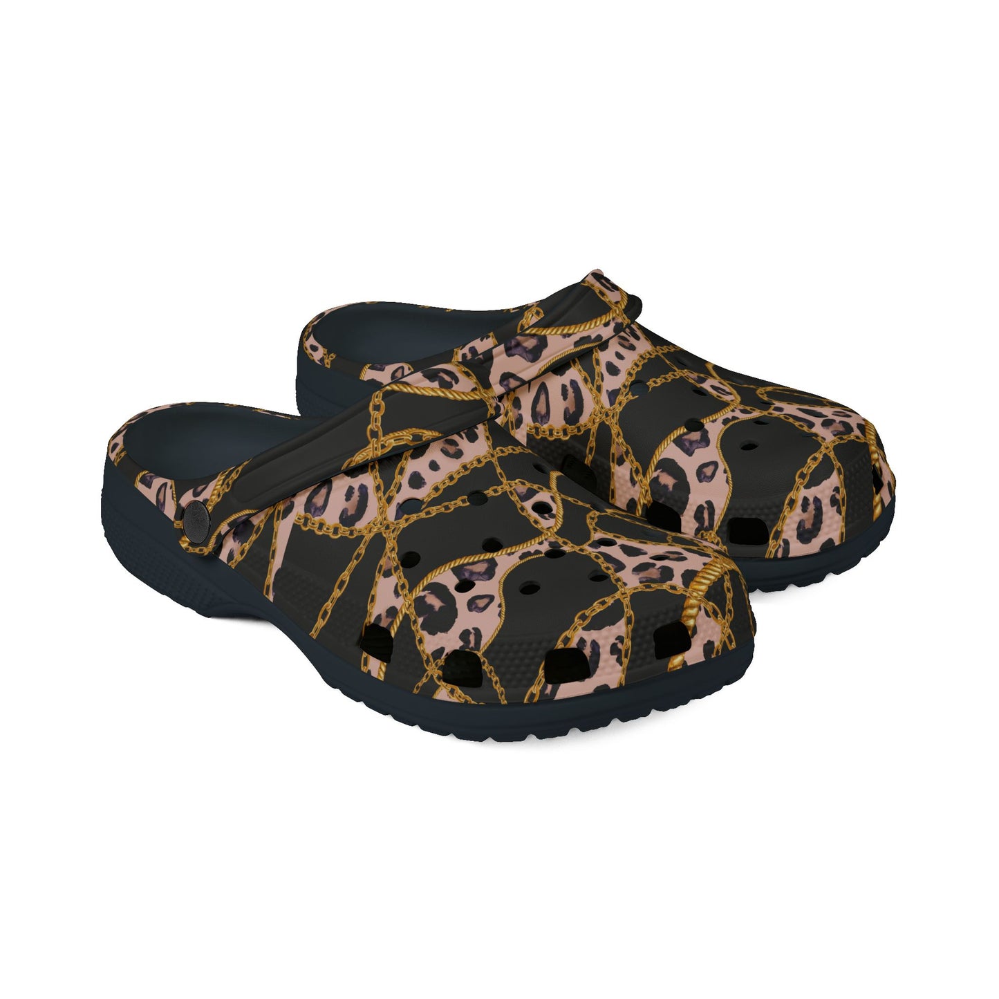 Stylish Leopard Print EVA Foam Shoes with Chain Design